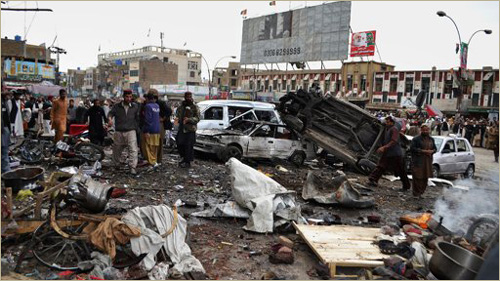 Hiện trường vụ đánh bom tại Quetta.